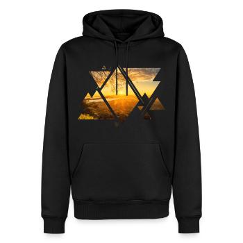 Natur Abenteuer Wald Berge Sonne Sonnenuntergang - Männer Premium Bio Hoodie - Schwarz - Vorne - Nico (187cm)