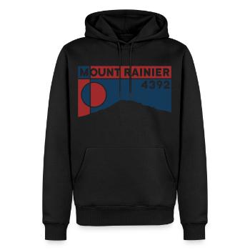 Mount Rainier Hiking Climb Keepsake Gift - Men’s Premium Organic Hoodie - black - Front - Nico (187cm)