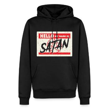 Hello my Name is Satan - Männer Premium Bio Hoodie - Schwarz - Vorne - Nico (187cm)