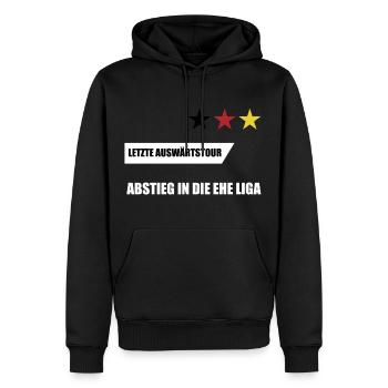 JGA Junggesellenabschied Mann Hochzeit Fussball De - Männer Premium Bio Hoodie - Schwarz - Vorne - Nico (187cm)