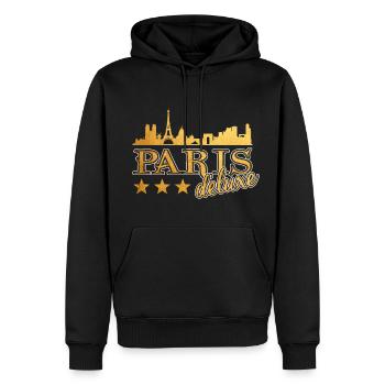 Paris France City Skyline Home Love - Men’s Premium Organic Hoodie - black - Front - Nico (187cm)