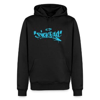 Bielefeld - Männer Premium Bio Hoodie - Schwarz - Vorne - Nico (187cm)