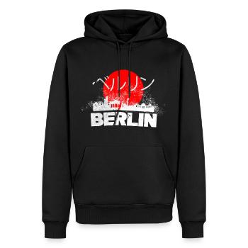 Berlin Germany City Skyline Japan Sun - Men’s Premium Organic Hoodie - black - Front - Nico (187cm)