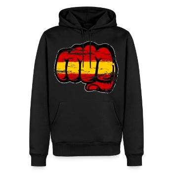 Spanien Flagge Hand Faust used - Männer Premium Bio Hoodie - Schwarz - Vorne - Nico (187cm)