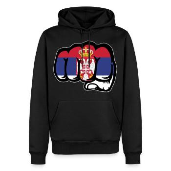Serbien Flagge Faust Symbol - Männer Premium Bio Hoodie - Schwarz - Vorne - Nico (187cm)