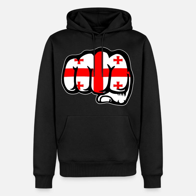 Poing drapeau de Géorgie - Sweat à capuche Premium bio Homme - noir