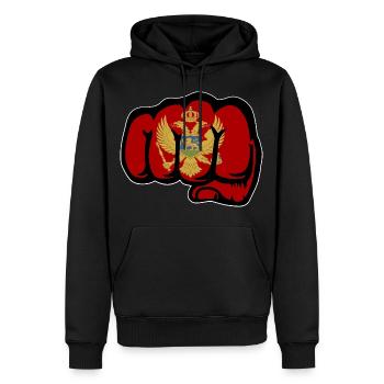 Montenegro Flagge Faust - Männer Premium Bio Hoodie - Schwarz - Vorne - Nico (187cm)