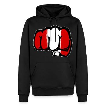 Peru Flagge Faust Hand - Männer Premium Bio Hoodie - Schwarz - Vorne - Nico (187cm)