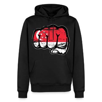 Singapur Flagge Faust Hand used - Männer Premium Bio Hoodie - Schwarz - Vorne - Nico (187cm)