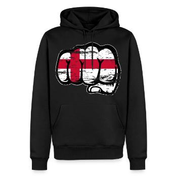 England Flagge Faust used - Männer Premium Bio Hoodie - Schwarz - Vorne - Nico (187cm)