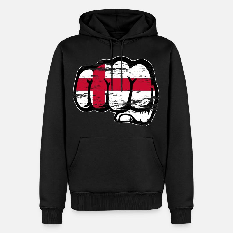 England Flagge Faust used - Männer Premium Bio Hoodie - Schwarz