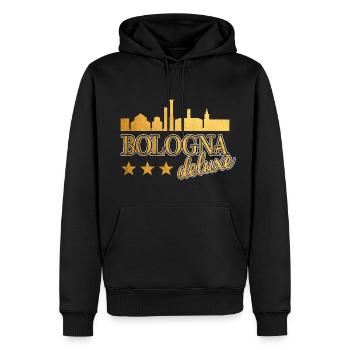 Bologna Italy City Skyline Deluxe Holiday Love - Men’s Premium Organic Hoodie - black - Front - Nico (187cm)