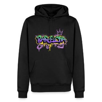 Barcelone Espagne City Graffiti Spray Sprayer - Sweat à capuche Premium bio Homme - noir - Devant - Nico (187cm)