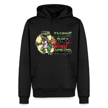 Basketball Dinosaure T-Rex Animal Player Cartoon - Sweat à capuche Premium bio Homme - noir - Devant - Nico (187cm)