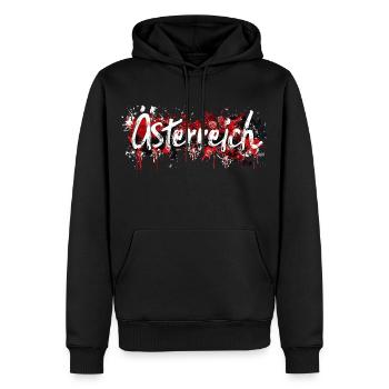 Autriche / Lettrage avec des touches de couleur - Sweat à capuche Premium bio Homme - noir - Devant - Nico (187cm)