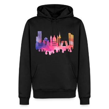 Madrid Espagne City Skyline Splash Vacances colorées - Sweat à capuche Premium bio Homme - noir - Devant - Nico (187cm)