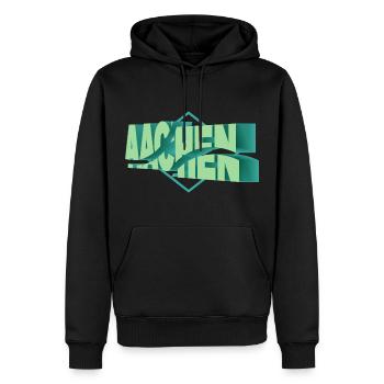 Aachen Deutschland Stadt 3D Schrift Skyline - Männer Premium Bio Hoodie - Schwarz - Vorne - Nico (187cm)