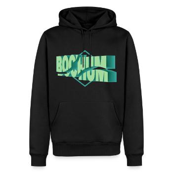 Bochum Deutschland Stadt 3D Schrift Skyline - Männer Premium Bio Hoodie - Schwarz - Vorne - Nico (187cm)