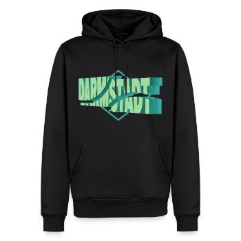 Darmstadt Deutschland Stadt 3D Schrift Skyline - Männer Premium Bio Hoodie - Schwarz - Vorne - Nico (187cm)