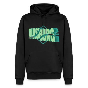 Duisburg Deutschland Stadt 3D Schrift Skyline - Männer Premium Bio Hoodie - Schwarz - Vorne - Nico (187cm)