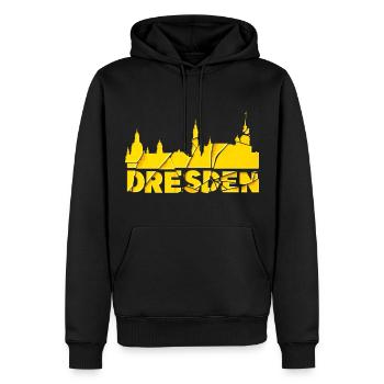 Dresden Germany City Font Skyline Broken - Men’s Premium Organic Hoodie - black - Front - Nico (187cm)