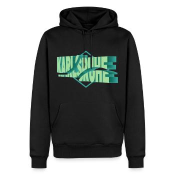 Karlsruhe Deutschland Stadt 3D Schrift Skyline - Männer Premium Bio Hoodie - Schwarz - Vorne - Nico (187cm)