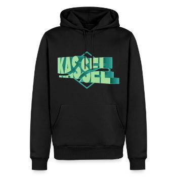 Kassel Deutschland Stadt 3D Schrift Skyline - Männer Premium Bio Hoodie - Schwarz - Vorne - Nico (187cm)