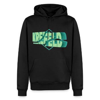 Krefeld Deutschland Stadt 3D Schrift Skyline - Männer Premium Bio Hoodie - Schwarz - Vorne - Nico (187cm)