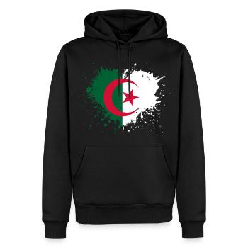 Coeur drapeau algerie - Sweat à capuche Premium bio Homme - noir - Devant - Nico (187cm)