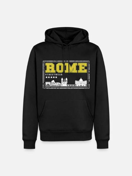 Roma Roma Italia Città Skyline Home Love - Felpa con cappuccio ecologica premium da uomo - nero