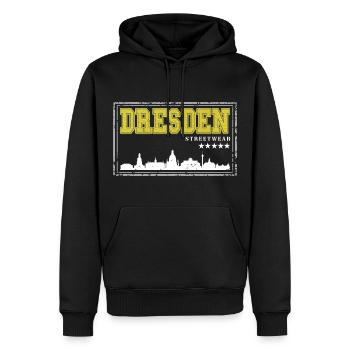 Dresde Allemagne Ville Skyline Accueil Amour - Sweat à capuche Premium bio Homme - noir - Devant - Nico (187cm)