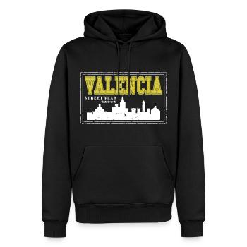 Valence Espagne Ville Skyline Accueil Amour - Sweat à capuche Premium bio Homme - noir - Devant - Nico (187cm)