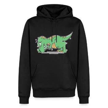 T-Rex Hates Push-Ups Liegestütze Lustig Humor - Männer Premium Bio Hoodie - Schwarz - Vorne - Nico (187cm)