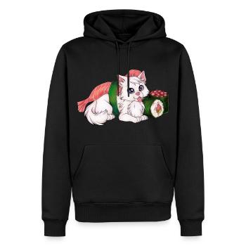 Lustige Sushi Katze weiße Mietze mit Sushi - Männer Premium Bio Hoodie - Schwarz - Vorne - Nico (187cm)