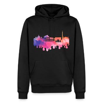 Rom Rome Italien Stadt Skyline Splash Bunt - Männer Premium Bio Hoodie - Schwarz - Vorne - Nico (187cm)