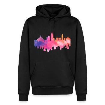 Valence Espagne Ville Skyline Splash Vacances colorées - Sweat à capuche Premium bio Homme - noir - Devant - Nico (187cm)
