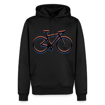 Gravel Bike Rennrad Fahrrad Glitch - Männer Premium Bio Hoodie - Schwarz - Vorne - Nico (187cm)