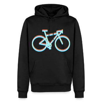 Gravel Bike Rennrad Fahrrad Glitch - Männer Premium Bio Hoodie - Schwarz - Vorne - Nico (187cm)