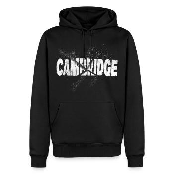 Cambridge Angleterre UK City Font Grunge Skyline - Sweat à capuche Premium bio Homme - noir - Devant - Nico (187cm)