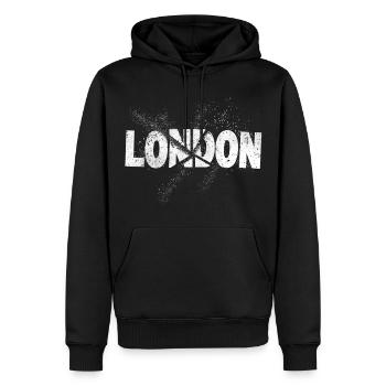 London England UK Stadt Schrift Grunge Splash - Männer Premium Bio Hoodie - Schwarz - Vorne - Nico (187cm)