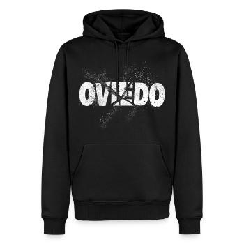 Oviedo Espagne City Font Grunge Skyline - Sweat à capuche Premium bio Homme - noir - Devant - Nico (187cm)
