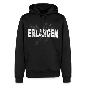 Erlangen Deutschland Stadt Schrift Grunge Splash - Männer Premium Bio Hoodie - Schwarz - Vorne - Nico (187cm)