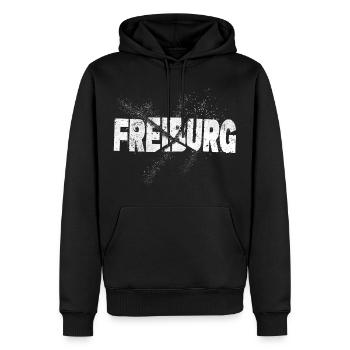 Freiburg Allemagne City Font Grunge Splash - Sweat à capuche Premium bio Homme - noir - Devant - Nico (187cm)