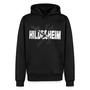 Hildesheim Deutschland Stadt Schrift Grunge Splash - Männer Premium Bio Hoodie - Schwarz - Vorne - Nico (187cm)