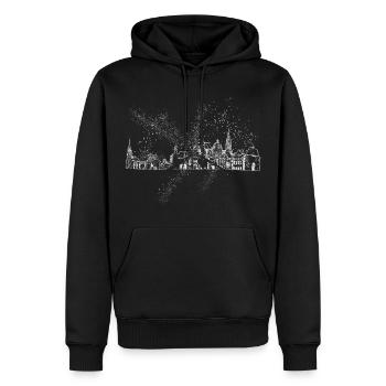 Aachen Deutschland Stadt Skyline Grunge Splash - Männer Premium Bio Hoodie - Schwarz - Vorne - Nico (187cm)