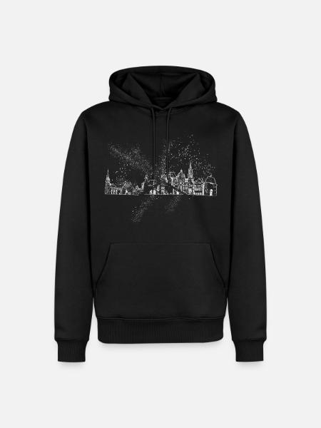 Aachen Deutschland Stadt Skyline Grunge Splash - Männer Premium Bio Hoodie - Schwarz