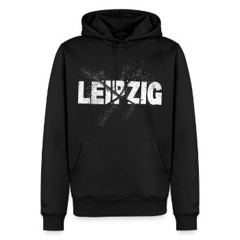 Leipzig Deutschland Stadt Schrift Grunge Splash - Männer Premium Bio Hoodie - Schwarz - Vorne - Nico (187cm)