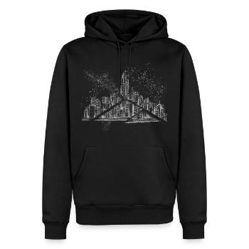 Francfort Allemagne City Skyline Grunge Splash - Sweat à capuche Premium bio Homme - noir - Devant - Nico (187cm)