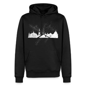 Oxford Angleterre Royaume-Uni City Skyline Grunge Splash - Sweat à capuche Premium bio Homme - noir - Devant - Nico (187cm)