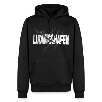 Ludwigshafen Deutschland Stadt Grunge Splash - Männer Premium Bio Hoodie - Schwarz - Vorne - Nico (187cm)